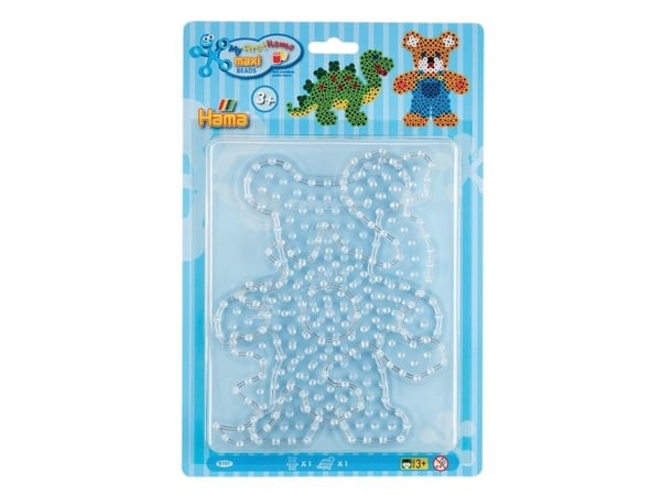 Hama "Teddy Bear, Dinosaur" Pegboards, i en blister for maxi strykeperler - 1 stk (00008101)