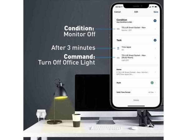 "Tellur WiFi AC kaksoispistoke, energianäyttö, 16A, 2400W"
