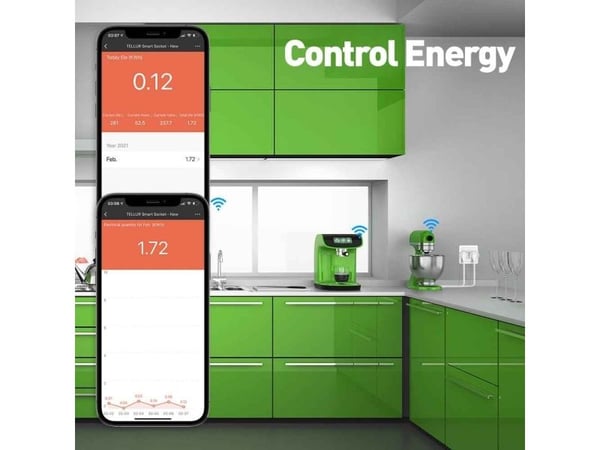 "Tellur WiFi AC kaksoispistoke, energianäyttö, 16A, 2400W"