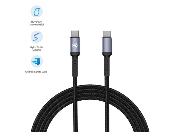 Tellur Type-C til Type-C-kabel 3A 60W 1 m svart