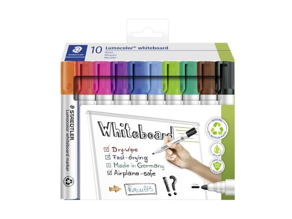 STAEDTLER Lumocolor® 351 C10 valkotaulutussi - 10 eri väriä