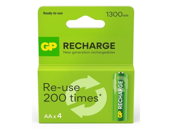 GP Batteries 201237, Oppladbart batteri, AA, Nikkelmetallhydrid (NiMH), 4 stykker, 1300 mAh