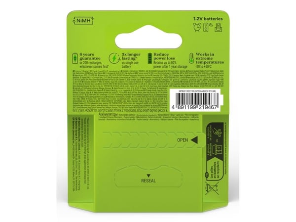 GP Batteries 201237, Oppladbart batteri, AA, Nikkelmetallhydrid (NiMH), 4 stykker, 1300 mAh