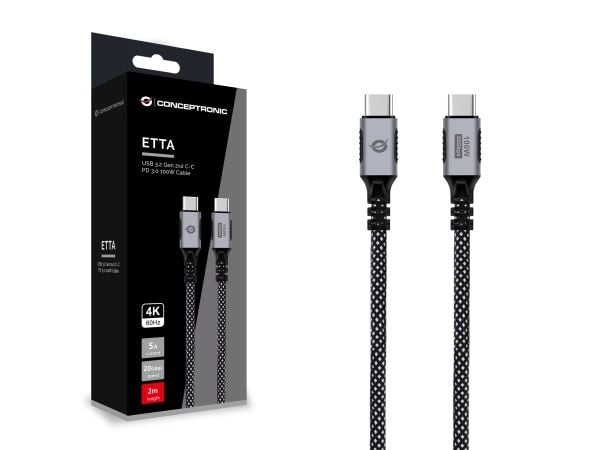 CONCEPTRONIC Kabel USB-C 3.2 -> C PD3.0 2.00m 5A  4K60Hz sw