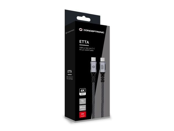 CONCEPTRONIC Kabel USB-C 3.2 -> C PD3.0 2.00m 5A  4K60Hz sw
