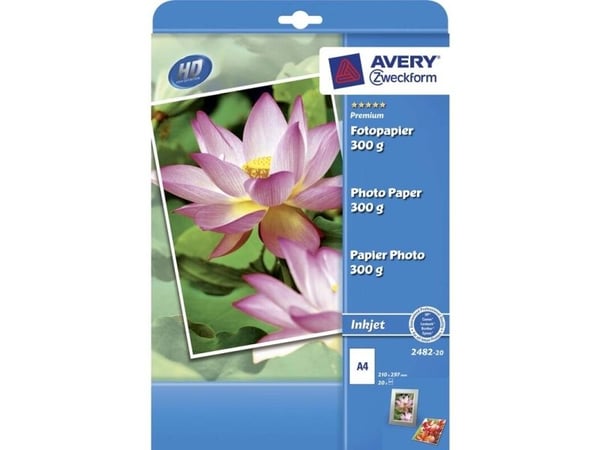 Fotopapir Avery Premium Inkjet glanset - hvitt - A4 (210 x 297 mm) - 300 g/m² - 15 ark
