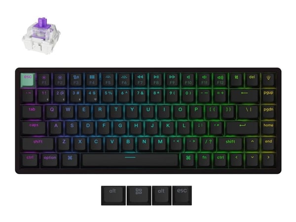Keychron K2 HE - Tastatur - magnetbryter spesial - 75% - belyst - trådløs - 2.4 GHz, USB, Bluetooth 5.2 - QWERTY - Nordisk - tastsvitsj: Gateron Do...