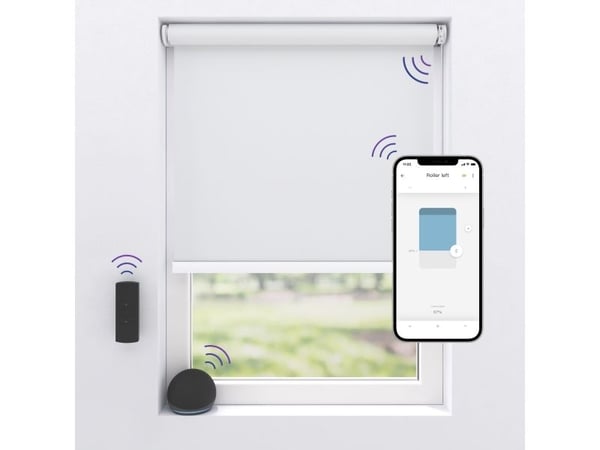 MotionBlinds trådløs elektrisk black-out rullegardin 120x190 cm - hvit