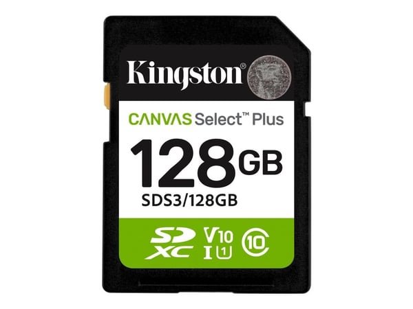 Kingston Canvas Select Plus - Flashminnekort - 128 GB - Video Class V10 / UHS-I U1 / Class10 - SDXC UHS-I