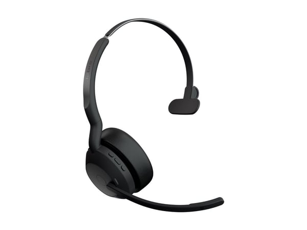 Jabra Evolve2 55 UC Mono - Hodesett - on-ear - Bluetooth - trådløs - aktiv støydemping - USB-A - svart - med ladestativ - Cisco Webex Certified, Al...
