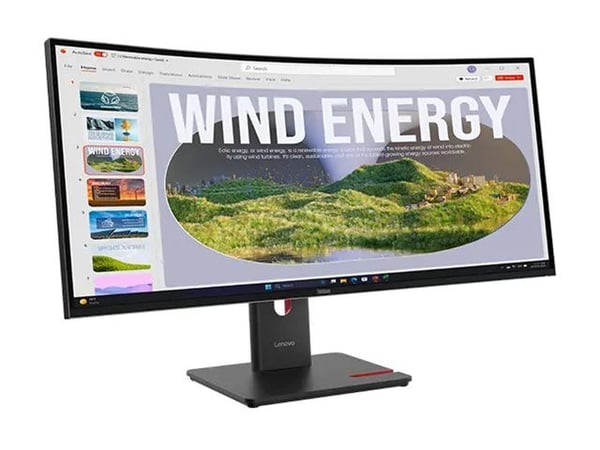 Lenovo ThinkVision T34WD-40 - LED-skjerm - kurvet - 34" - 3440 x 1440 UWQHD @ 120 Hz - VA - 300 cd/m² - 3000:1 - HDR10 - 4 ms - HDMI, DisplayPort, ...
