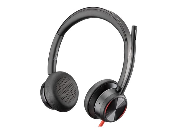 HP Poly Blackwire 8225 - Blackwire 8200 series - hodesett - on-ear - kablet - aktiv støydemping - USB-C - svart - Zoom Certified