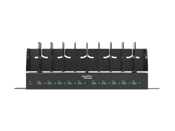 Naotic Plug In - Ladestasjon - 30 watt - 2.5 A - PD - 20 utgangskontakter (10 x 4-pins USB-type A, 10 x 24 pin USB-C) - på kabel: USB-C - svart