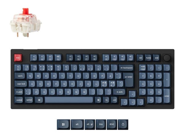 Keychron V5 Max - Tastatur - QMK, custom mechanical, ISO layout collection - med knott - bakgrunnsbelyst - trådløs - USB-C, 2.4 GHz, Bluetooth 5.1 ...