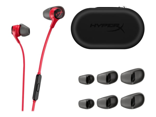 HyperX Cloud Earbuds II - Hörlurar med mikrofon - inuti örat - kabelansluten - 3,5 mm kontakt - röd