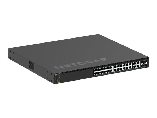 NETGEAR M4350-24M4X4V - Switch - L3 - Administrerad - 24 x 100/1000/2.5G (PoE++) + 4 x 100/1000/2.5G/5G/10G (PoE++) + 4 x 25 Gigabit SFP28 - främre...