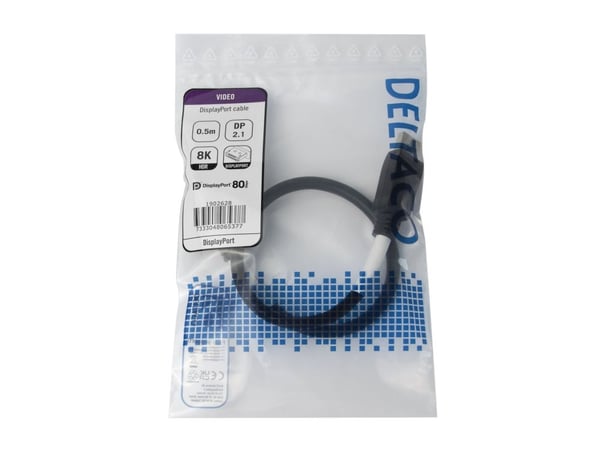DELTACO - DisplayPort-kabel - DisplayPort (hann) til DisplayPort (hann) - DisplayPort 2.1 - 50 cm - VESA DP80 Sertifisert, 8 K 85 Hz (7680 x 4320) ...