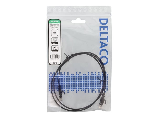 DELTACO - Koblingskabel - RJ-45 (hann) til RJ-45 (hann) - 1 m - UTP - CAT 6 - halogenfri, formstøpt, uten hindringer, flertrådet - svart