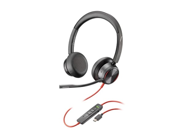 HP Poly Blackwire 8225 - Blackwire 8200 series - hodesett - on-ear - kablet - aktiv støydemping - USB-C - svart - Zoom Certified