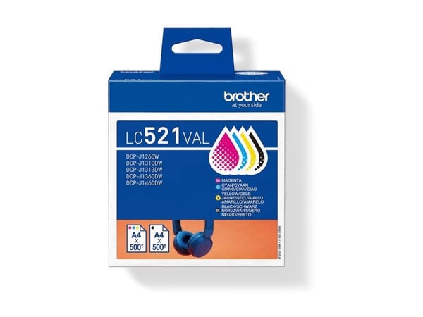 Brother LC521 Value Pack - 4-pack - svart, gul, cyan, magenta - original - hengeboks - blekkpatron - for Brother DCP-J1260W, DCP-J1310DW, DCP-J1313...