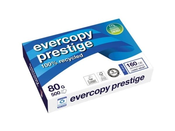 Genbrugspapir Evercopy Prestige recycled A4 hvid 80g - (5 pakker x 500 ark)