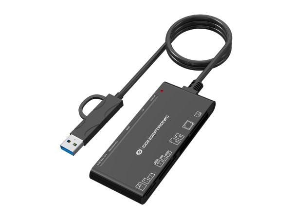 Conceptronic BIAN10B, Compact flash (CF), MMC, Memory stick (MS), MicroSD (TransFlash), MicroSDHC, MicroSDXC, SD,..., Musta, 5000 Mbit/s, USB 3.2 G...