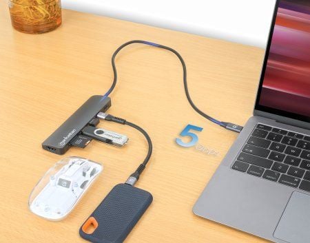 Manhattan 190442, Langallinen, USB 3.2 Gen 1 (3.1 Gen 1) Type-C, 100 W, Harmaa, Space Grey, MicroSD (TransFlash), SD