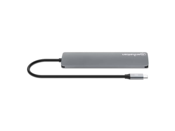 Manhattan 190442, Langallinen, USB 3.2 Gen 1 (3.1 Gen 1) Type-C, 100 W, Harmaa, Space Grey, MicroSD (TransFlash), SD
