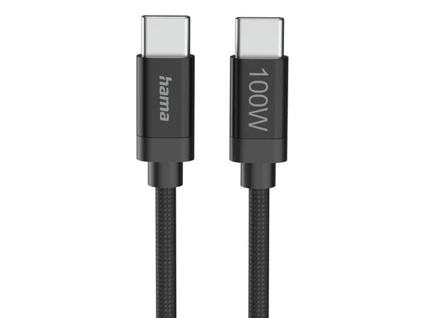 Hama Fabric, 3 m, USB C, USB C, USB 2.0, 0,48 Gbit/s, Svart