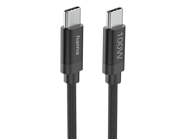 Hama Fabric, 3 m, USB C, USB C, USB 2.0, 0,48 Gbit/s, Svart