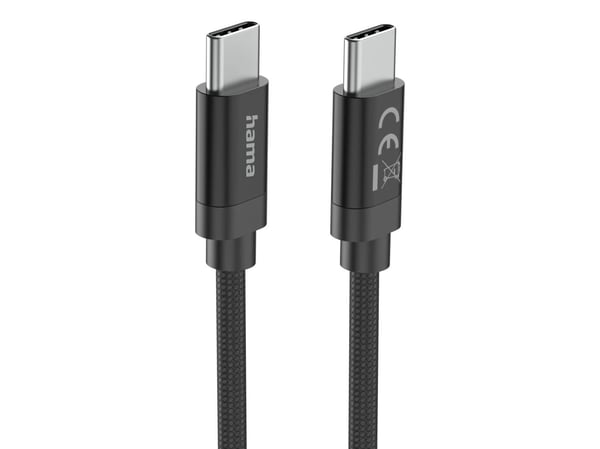 Hama Fabric, 3 m, USB C, USB C, USB 2.0, 0,48 Gbit/s, Svart