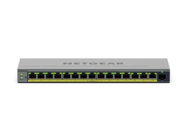 NETGEAR Easy Smart GS116EP - Switch - L3 - smart - 1 x 10/100/1000 + 15 x 10/100/1000 (PoE+) - skrivbordsmodell, väggmonterbar - PoE+ (180 W)