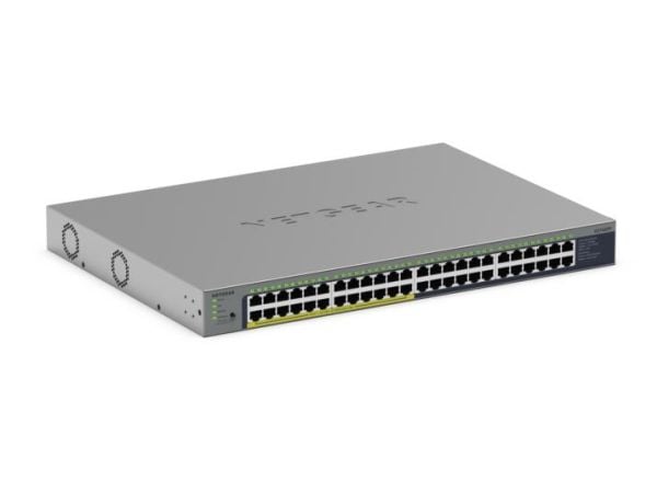 NETGEAR GS748PP - Switch - ikke-styrt - 24 x 10/100/1000 + 24 x 10/100/1000 (PoE+) - stasjonær, veggmonterbar - PoE+ (380 W)