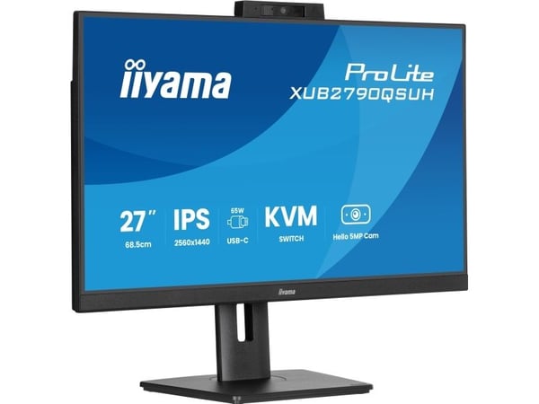 iiyama ProLite XUB2790QSUH-B2 - LED-skjerm - 27" - 2560 x 1440 QHD @ 100 Hz - IPS - 250 cd/m² - 1300:1 - 0.4 ms - HDMI, DisplayPort, USB-C - høytta...