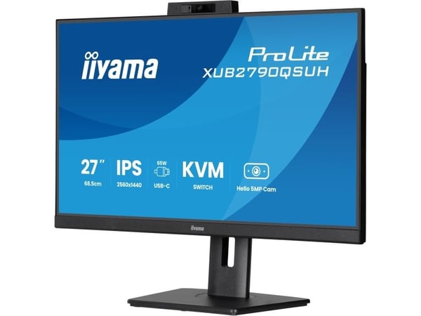 iiyama ProLite XUB2790QSUH-B2 - LED-skjerm - 27" - 2560 x 1440 QHD @ 100 Hz - IPS - 250 cd/m² - 1300:1 - 0.4 ms - HDMI, DisplayPort, USB-C - høytta...