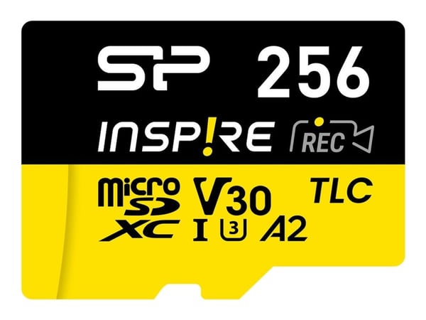 SILICON POWER Inspire - Flash-minneskort (SD-adapter inkluderad) - 256 GB - A2 / Video Class V30 / UHS-I U3 / Class10 - microSDXC UHS-I U3