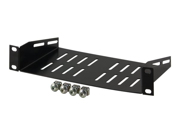 DELTACO - Hylla för rack - 136 mm deep - svart RAL9004 - 1U - 10"