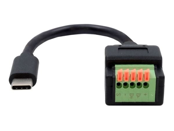 EXSYS EX-49123, 0,15 m, USB C, 5-pin terminal block, USB 2.0, 0,48 Gbit/s, Sort