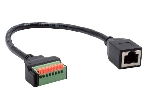 EXSYS GmbH Kabeladapter RJ45-kontakt til 8-pins rekkeklemme med trykknapp, CAT.6, 30 cm (EX-49120)