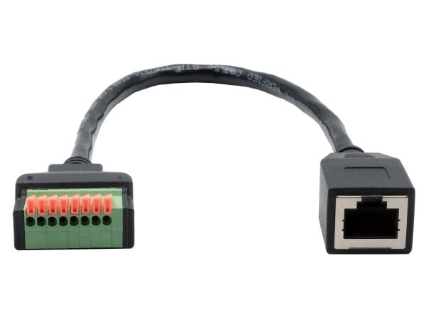 EXSYS GmbH Kabeladapter RJ45-kontakt til 8-pins rekkeklemme med trykknapp, CAT.6, 30 cm (EX-49120)