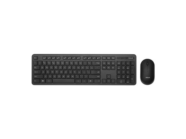 ASUS CW100, Full størrelse (100 og), Trådløs, USB + trådløs (RF), Optisk nøkkelbryter, Sort, Mus inkludert