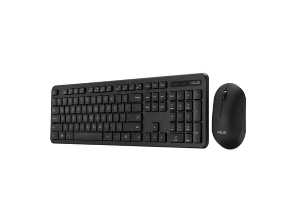 ASUS CW100, Full størrelse (100 og), Trådløs, USB + trådløs (RF), Optisk nøkkelbryter, Sort, Mus inkludert