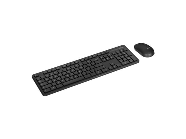 ASUS CW100, Full størrelse (100 og), Trådløs, USB + trådløs (RF), Optisk nøkkelbryter, Sort, Mus inkludert