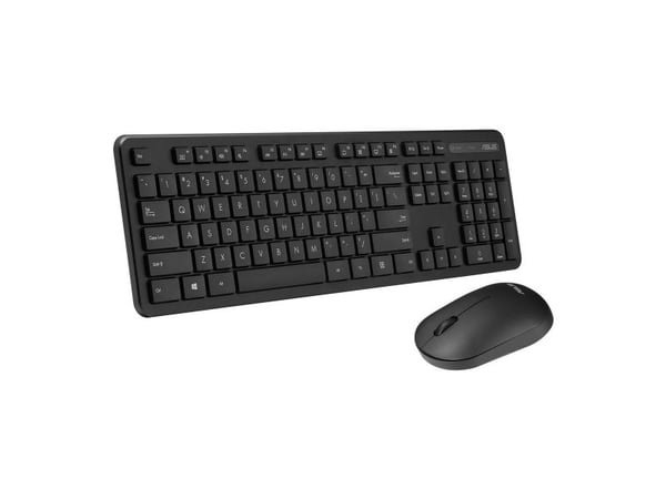 ASUS CW100, Full størrelse (100 og), Trådløs, USB + trådløs (RF), Optisk nøkkelbryter, Sort, Mus inkludert