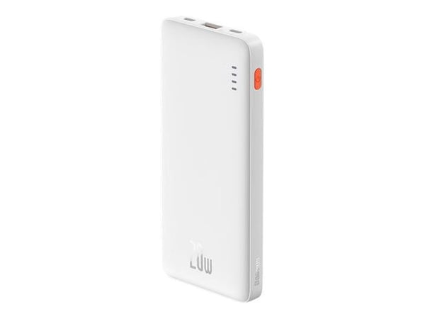 Baseus Airpow - Strømbank - 10000 mAh - 20 watt - 2.4 A - PD, QC - 2 utgangskontakter (24 pin USB-C, USB) - hvit