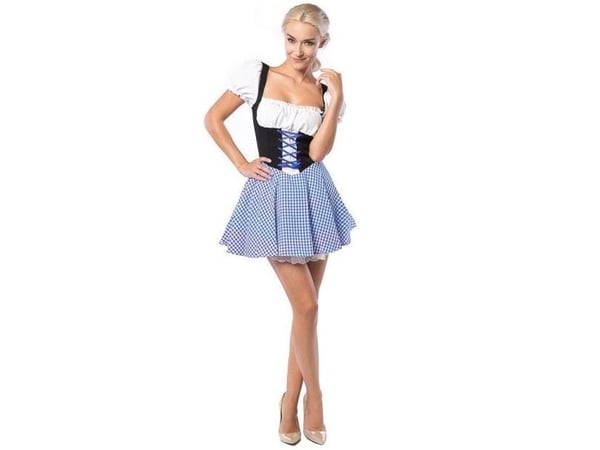Dirndl kjole Eva, blå og brun