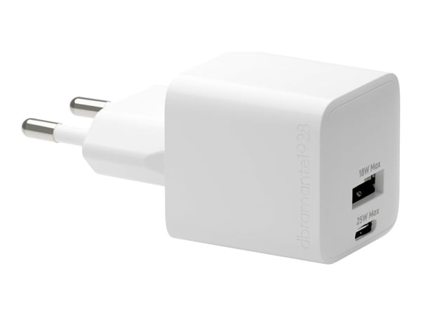dbramante1928 re-charge - Strømadapter - 25 watt - 2 utgangskontakter (USB-C, USB) - hvit - Europa