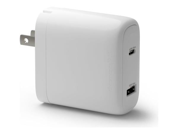 dbramante1928 re-charge Pro - Strømadapter - 65 watt - 3 A - 2 utgangskontakter (USB-C, USB) - hvit - Storbritannia