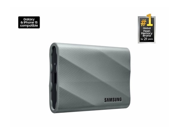 Samsung T9 MU-PK2T0G - SSD - kryptert - 2 TB - ekstern (bærbar) - USB 3.2 Gen 2x2 (USB-C kontakt) - 256-bit AES - grå