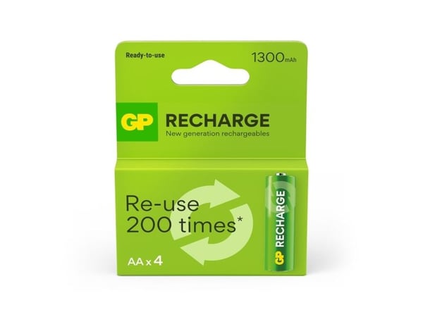 GP Batteries 201237, Oppladbart batteri, AA, Nikkelmetallhydrid (NiMH), 4 stykker, 1300 mAh